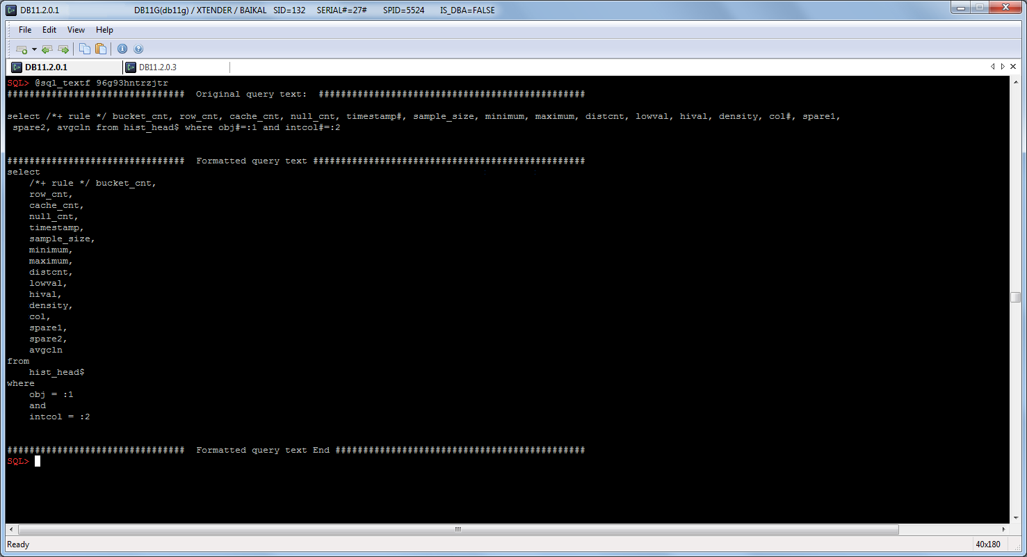 Sqlplus информация в базе. SQL Plus. Text SQL. Format MSSQL.